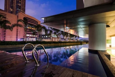 Property building, Night, Pool view, Swimming pool