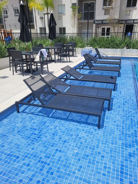 Swimming pool, sunbed