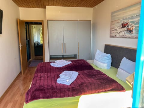 Bed, Photo of the whole room, Bedroom, towels, wardrobe