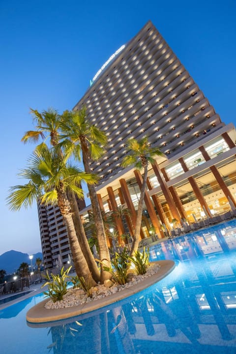 Property building, Swimming pool, Sunset
