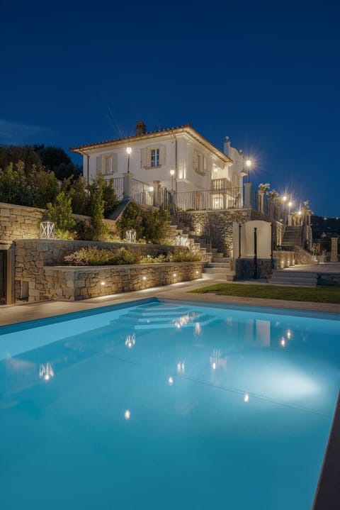 Property building, Night, Pool view, Swimming pool