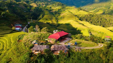 Property building, Natural landscape, Bird's eye view, Garden, Mountain view