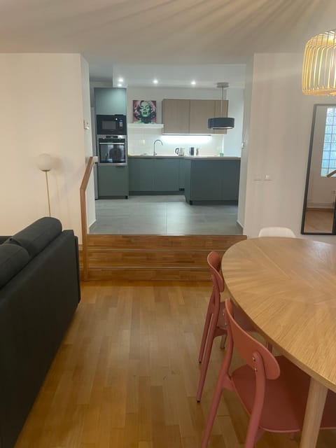 Kitchen or kitchenette, Living room, Dining area, stove