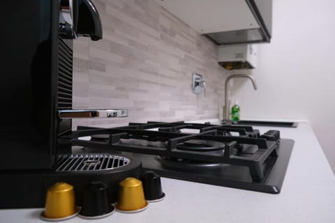 Kitchen or kitchenette, stove