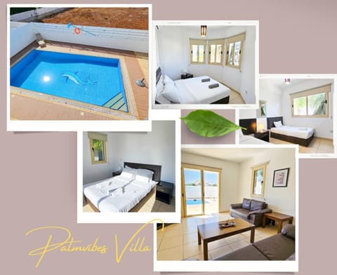 Bed, Bedroom, Text overlay, Pool view, Swimming pool