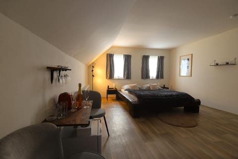 Bed, Living room, Photo of the whole room, Seating area, Bedroom