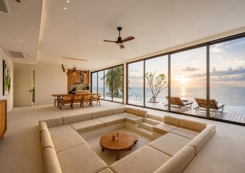 Nearby landmark, Day, Natural landscape, Living room, Seating area, Floor plan, Dining area, Sea view, Area and facilities, Time of day
