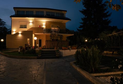 Property building, Night, Garden, Garden view