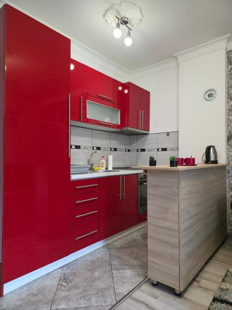 Kitchen or kitchenette, stove