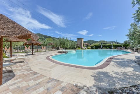 Property building, Living room, Swimming pool