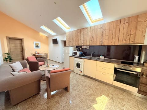 TV and multimedia, Coffee/tea facilities, Kitchen or kitchenette, Living room, Seating area, Dining area, oven, stove, washing machine