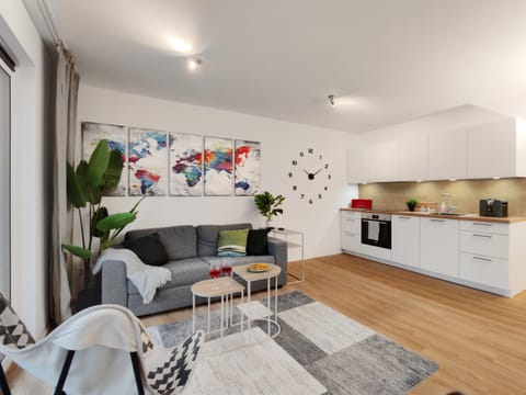 Kitchen or kitchenette, Living room, Seating area, oven, stove