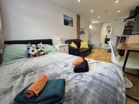 Bed, TV and multimedia, Living room, Photo of the whole room, Seating area, Bedroom