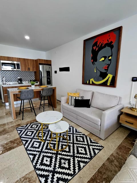 Living room, kitchen