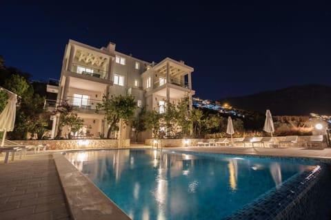 Property building, Night, Swimming pool