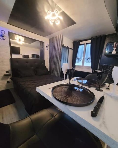 Studio Black and White Apartment in Le Mans