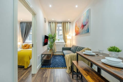Bed, Living room, Dining area