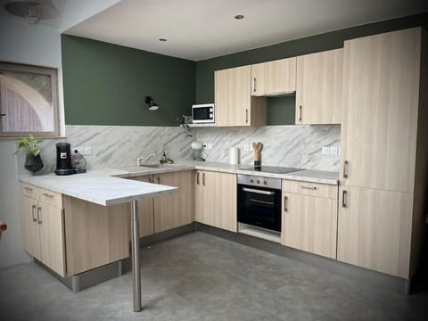 Kitchen or kitchenette, oven, stove