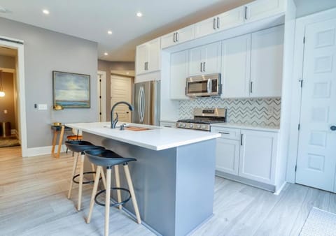 Kitchen or kitchenette, dishwasher, oven, stove