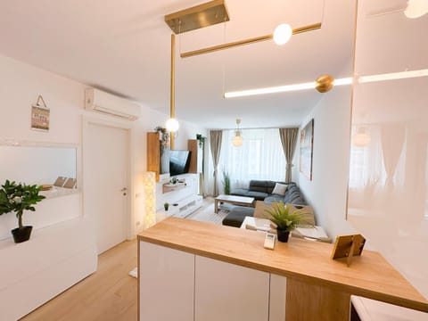 Kitchen or kitchenette, Living room, Seating area, oven, air conditioner