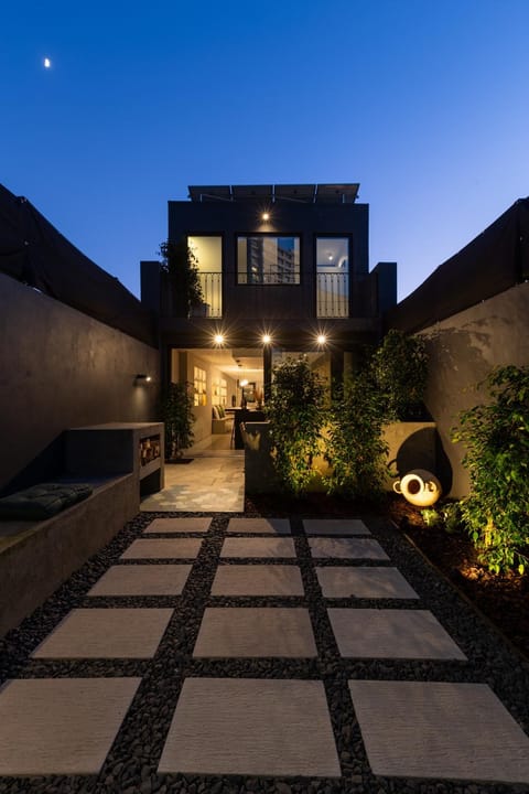 Property building, Patio, Night, Garden, Garden view
