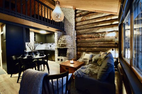 Living room, Dining area, fireplace