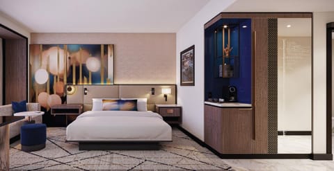 Bed, Seating area, Bedroom