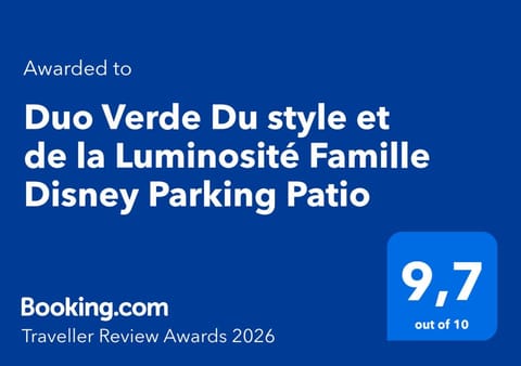 Duo Verde Du style et de la Luminosité Famille Disney Parking Patio Apartment in Chessy