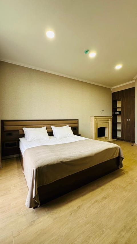Bed, Photo of the whole room, Bedroom, fireplace, wardrobe
