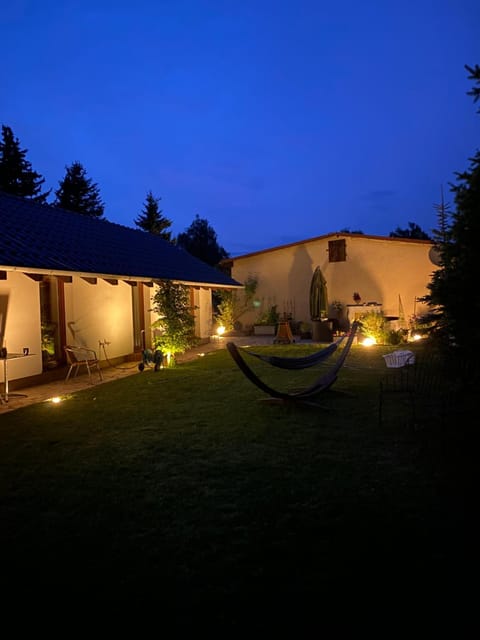 Property building, Night, Garden, Garden view
