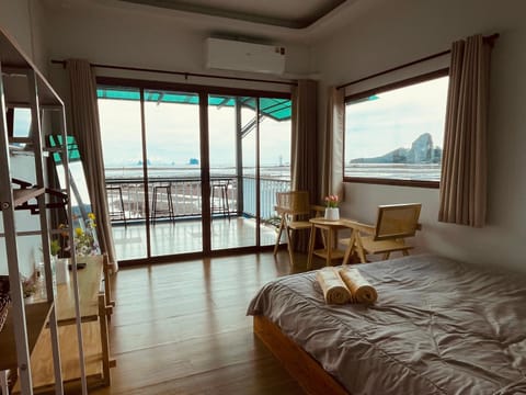 Bed, Natural landscape, View (from property/room), Bedroom, Sea view