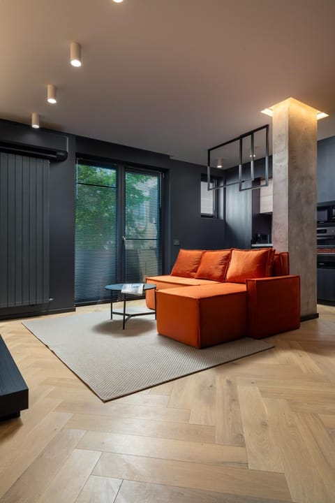 Kitchen or kitchenette, Living room, Seating area