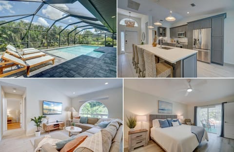 Patio, Bed, Kitchen or kitchenette, Living room, Photo of the whole room, Bedroom, Pool view, Swimming pool, sunbed
