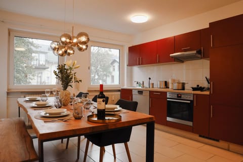 Dining area, dishwasher, microwave, stove, kitchen