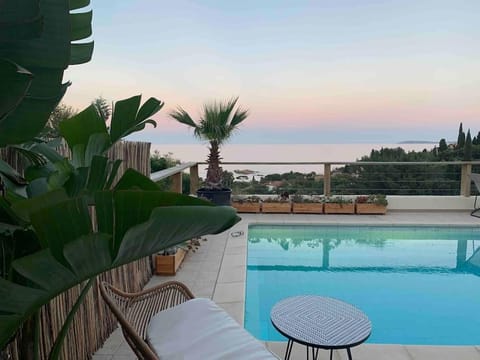 Patio, Natural landscape, View (from property/room), Pool view, Sea view, Swimming pool
