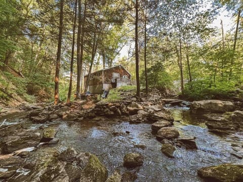 Creek Side Cabin with Wood Fired Hot Tub and Fire Pit Cabin in New Milford