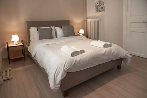 Bed, Photo of the whole room, Bedroom, towels, wardrobe