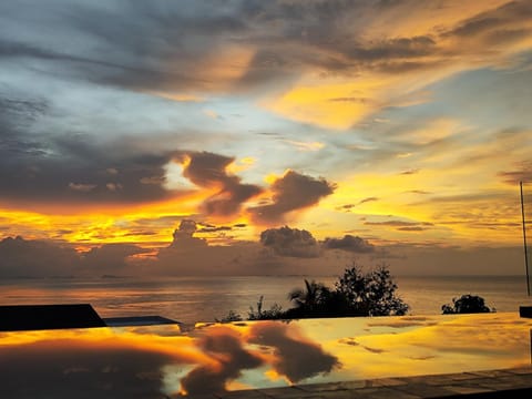 Natural landscape, Balcony/Terrace, Sea view, Swimming pool, Sunset