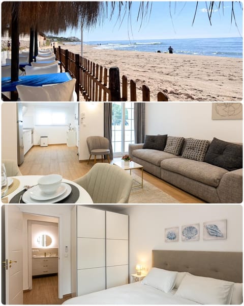 Bed, Natural landscape, Living room, Photo of the whole room, Seating area, Beach, Bedroom