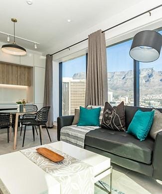Living room, Seating area, Mountain view