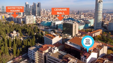 Property building, Nearby landmark, Day, Property logo or sign, Bird's eye view, City view, Street view, Location