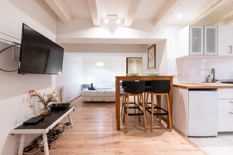 Kitchen or kitchenette, Living room, Dining area, Bedroom