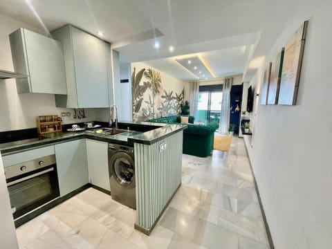 Kitchen or kitchenette, oven, stove, washing machine