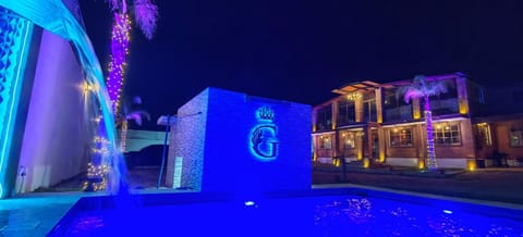 Night, Pool view, Swimming pool