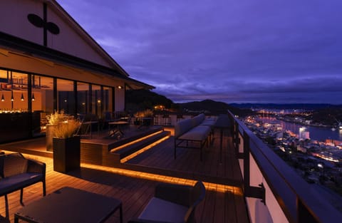 Property building, Night, Balcony/Terrace, Lounge or bar