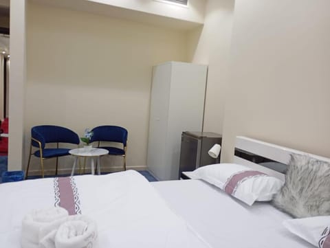 Bed, Photo of the whole room, Bedroom, hair dresser, towels, wardrobe