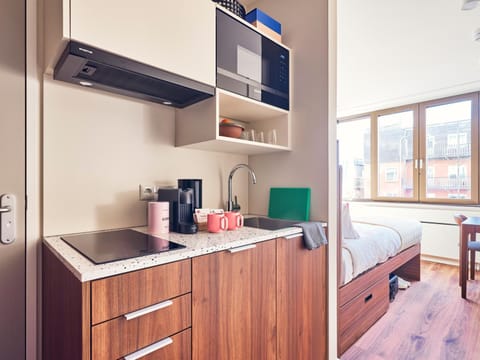 Bed, Coffee/tea facilities, Kitchen or kitchenette, stove