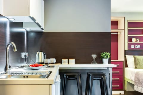 Kitchen or kitchenette, Dining area, stove