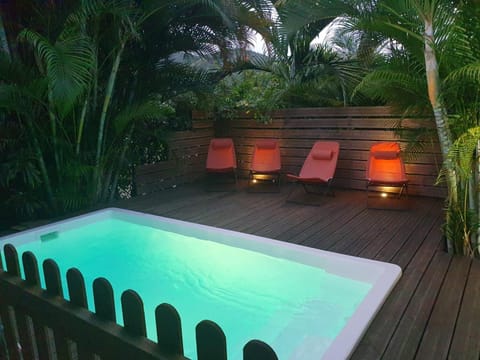 Night, Garden, Swimming pool