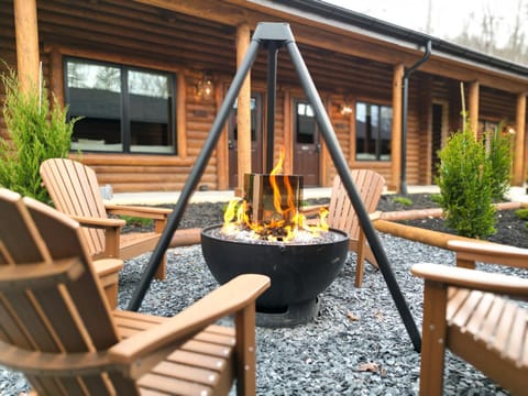 Property building, Patio, Garden, Garden view, fireplace